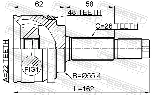 6510001A48 Febest Наружная граната