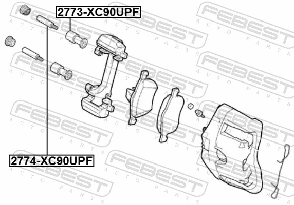 2774XC90UPF Febest Направляющая суппорта заднего