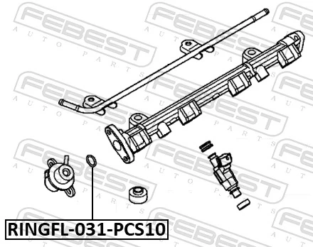 RINGFL031PCS10 Febest Кольцо форсунки инжектора посадочное