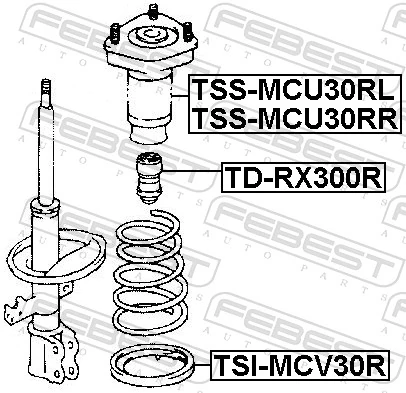 TSSMCU30RL Febest Опора амортизатора заднего, левого