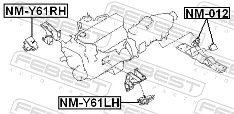 NMY61RH Febest Правая подушка двигателя