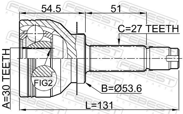 0810B13 Febest Наружная граната