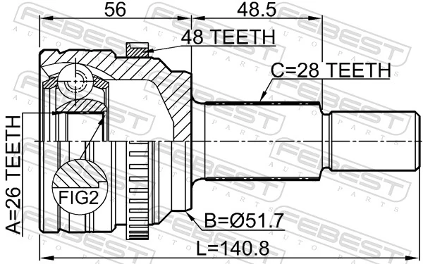 0510CX5A48R Febest ШРУС внешний задний