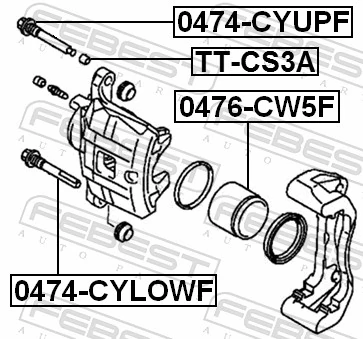 0474CYUPF Febest Направляющая суппорта заднего нижняя