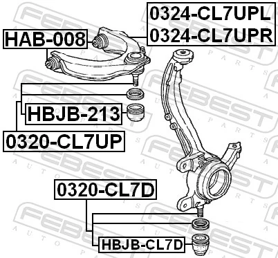 0320CL7UP Febest Верхние шаровые опоры
