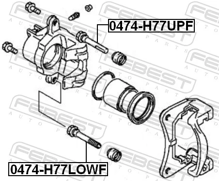 0474H77LOWF Febest Направляющая суппорта переднего нижняя
