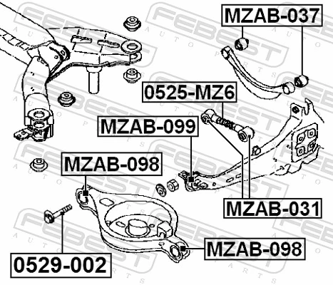 MZAB098 Febest Сайлентблок задней тяги