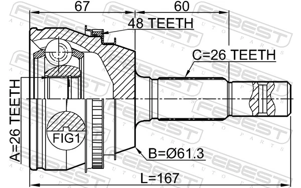 0110ACV36A48 Febest Наружная граната