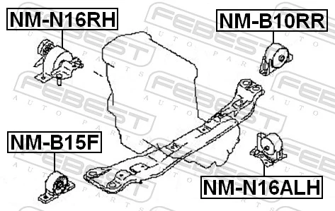 NMB10RR Febest Задняя подушка двигателя