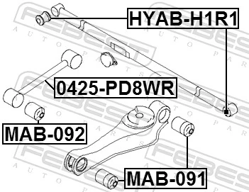 HYABH1R1 Febest Сайлентблок заднего продольного рычага