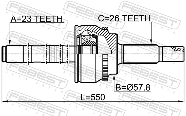 0114ZZT251A48LH Febest ШРУС наружный передний, правый