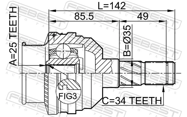 Шарнир угловых скоростей внутренний передний Driveshaft OP704 цена, от 33.61 USD