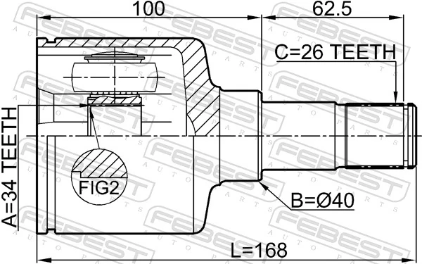 2111GE30MTLH Febest Граната внутренняя передняя левая