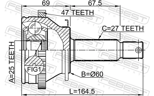2210NS27A47 Febest Наружная граната