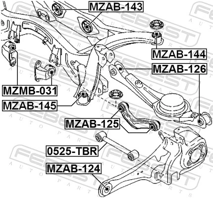 MZAB126 Febest Сайлентблок задней тяги