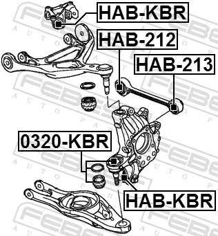 HAB213 Febest Сайлентблок задней поперечной тяги