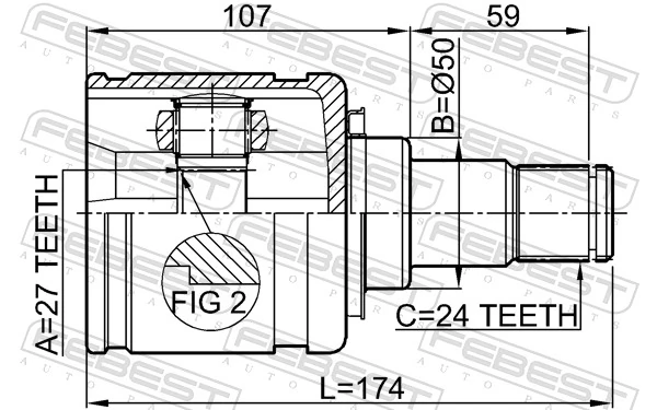 0111GSV40LH Febest Граната внутренняя передняя левая