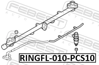 RINGFL010PCS10 Febest Кольцо форсунки инжектора посадочное