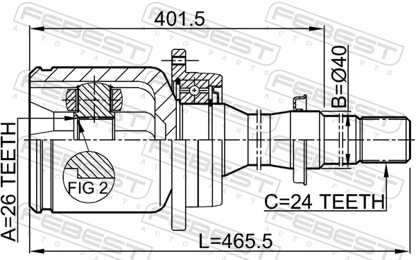 0111AZT250RH Febest Граната внутренняя передняя правая