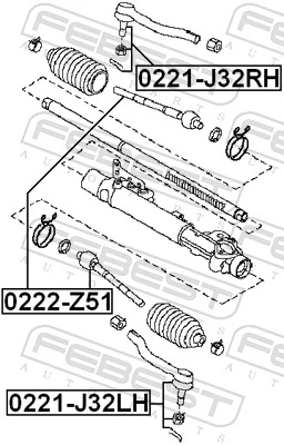 0222Z51 Febest Тяга левая рулевая 