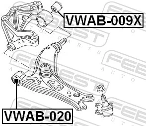 VWAB020 Febest Сайлентблок нижнего переднего рычага