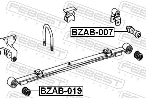 BZAB019 Febest Сайлентблок задней рессоры, передний