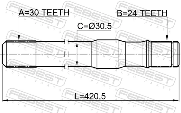 0112HZJ79RH Febest Полуось передняя, правая