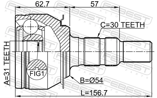 1010J309 Febest Наружная граната