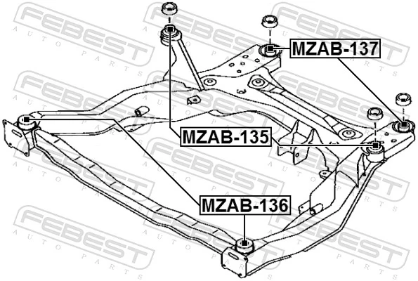 MZAB136 Febest Сайлентблоки передней балки