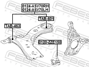 0124ASV70RH Febest Рычаг передней подвески нижний, правый