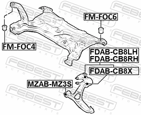 FDABCB8X Febest Сайлентблок нижнего переднего рычага