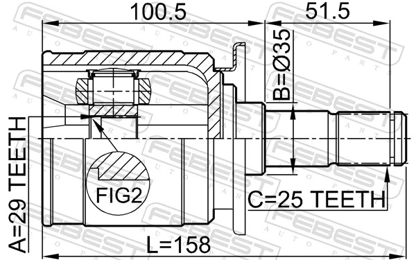 0411CU20RR Febest ШРУС внутренний, задний