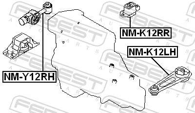 NMY12RH Febest Подушка (опора) двигателя правая задняя