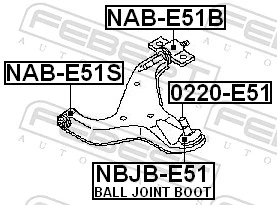0220E51 Febest Палец шаровой нижний