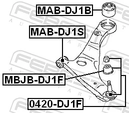 MABDJ1S Febest Сайлентблок нижнего переднего рычага