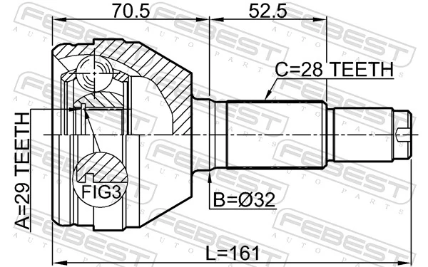 1010V200 Febest Наружная граната
