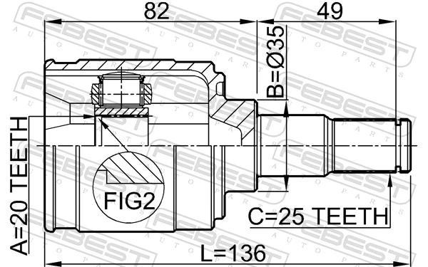 2211PICMT Febest ШРУС внутренний, передний