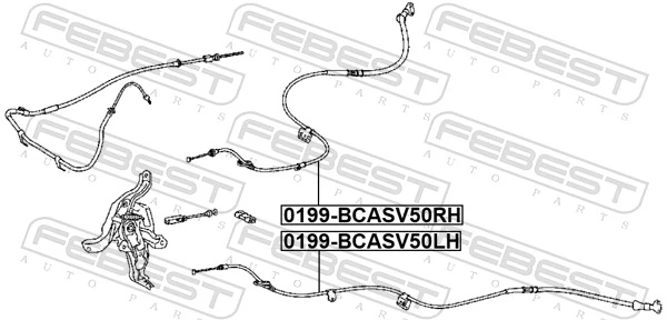 0199BCASV50RH Febest Трос ручного тормоза задний правый/левый