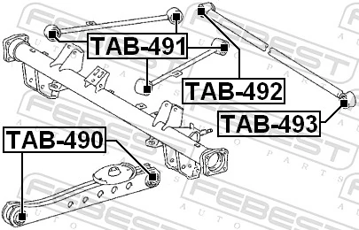 TAB492 Febest Сайлентблок задней поперечной тяги