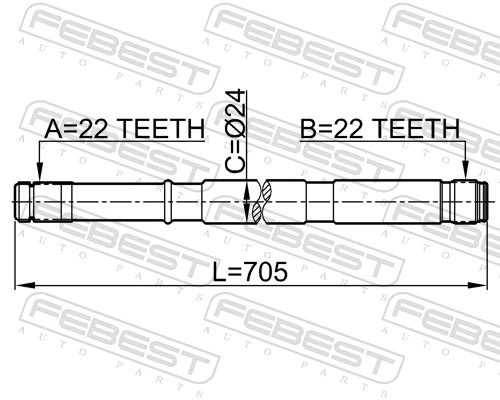 0212N16RH Febest Полуось передняя, правая