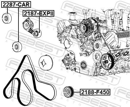 2188F450 Febest Ролик приводного ремня, паразитный