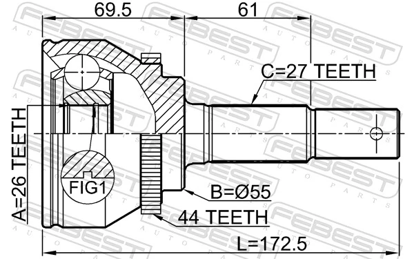 0210N16A44 Febest Наружная граната