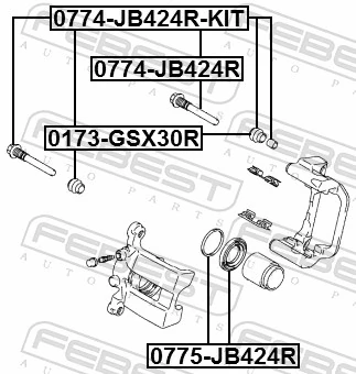 0774JB424R Febest Направляющая суппорта заднего