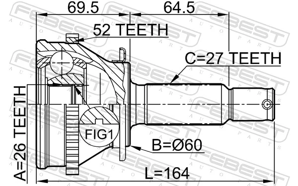 1210SFA52 Febest Наружная граната