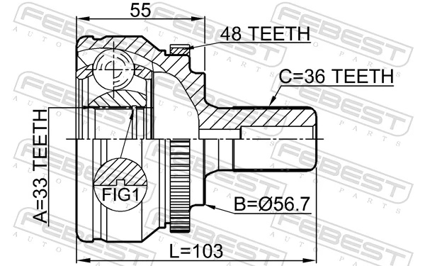 2710S60A48 Febest Наружная граната