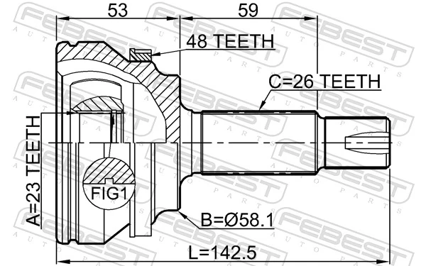 3510EC7A48 Febest Наружная граната