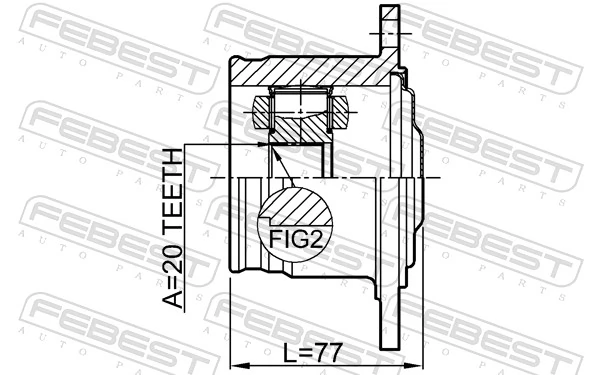 0111GX115R Febest ШРУС внутренний, задний