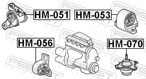 HM070 Febest Правая подушка двигателя