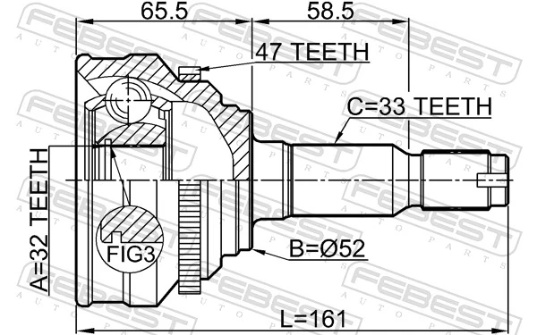 1110009A47 Febest Наружная граната