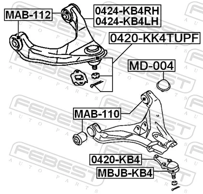 0420KK4TUPF Febest Верхние шаровые опоры